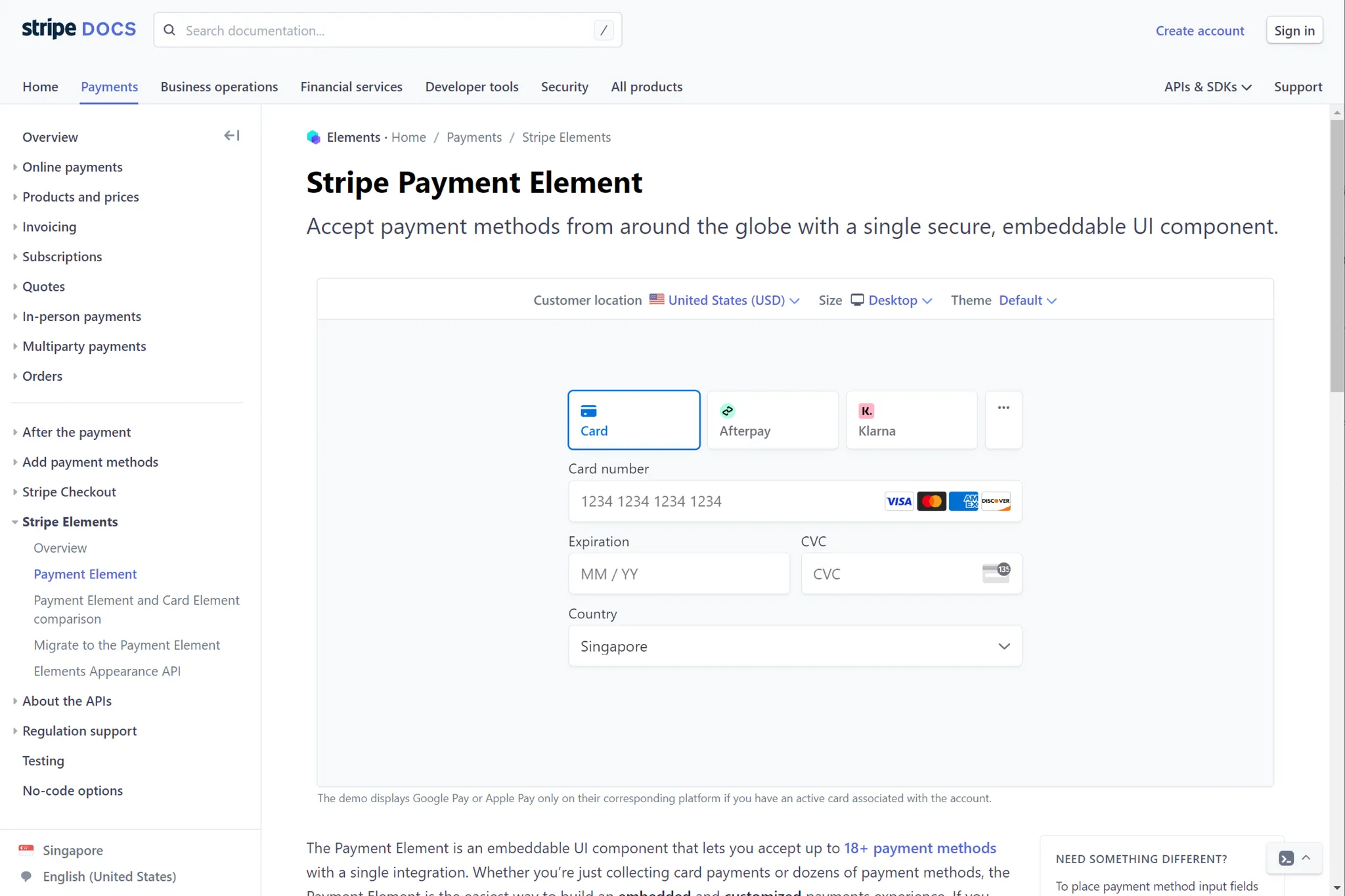 Stripe Payment Element